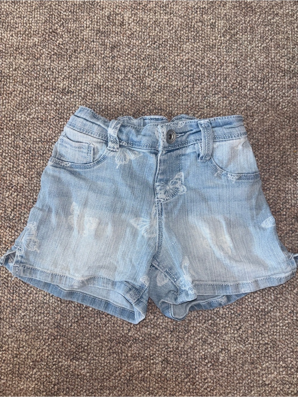 Light Blue Denim Butterfly Print Women’s Shorts